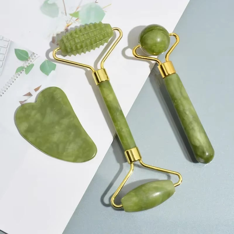 Natural Stone Massage Face Jade Roller Gua Sha Massage Tool Set for SPA Body Visage Rouleau De Massage Rouleau Visage