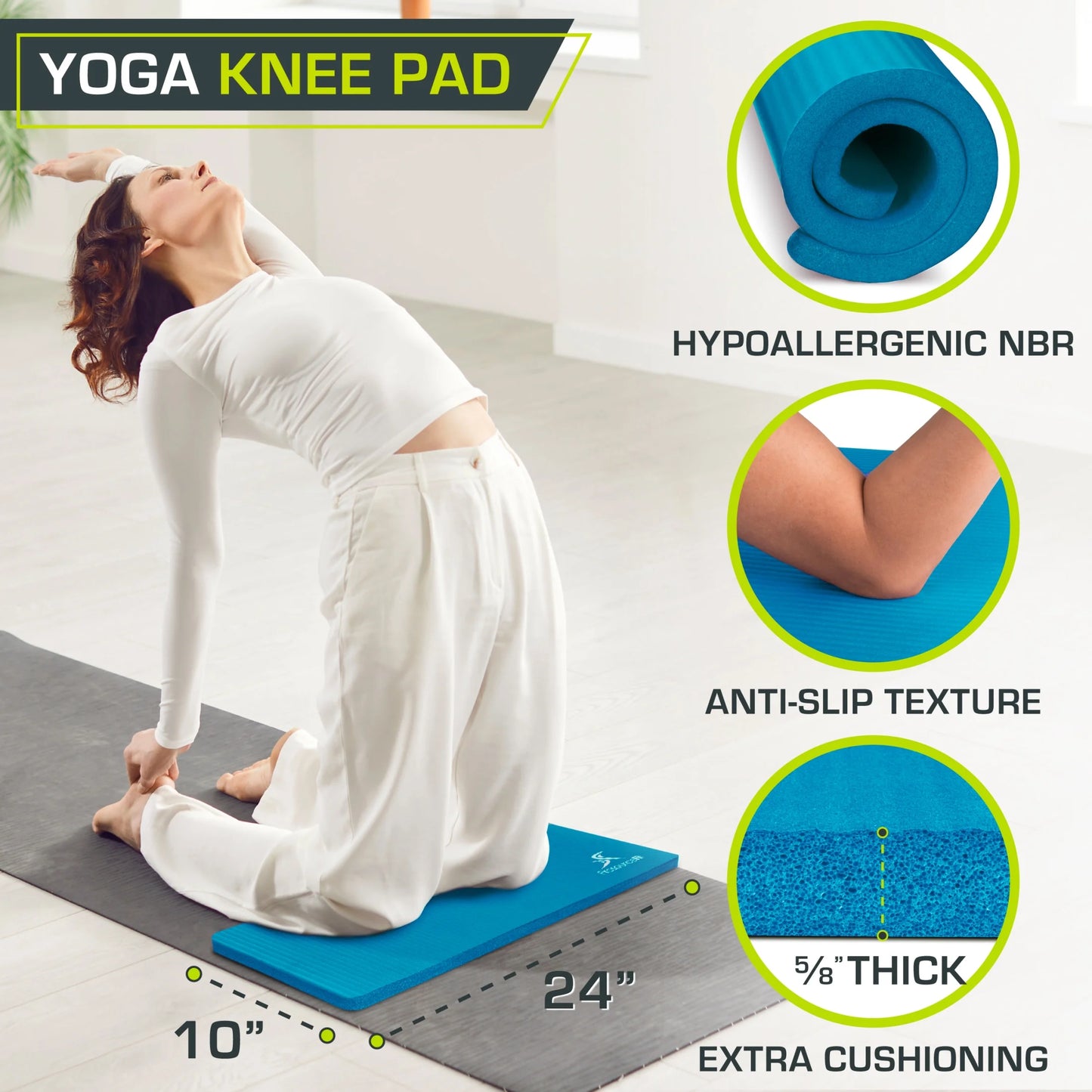 Yoga Knee Pad & Elbow Cushion 15Mm for Pain Free Joints - SPORT ET SANTÉ HUMAIN