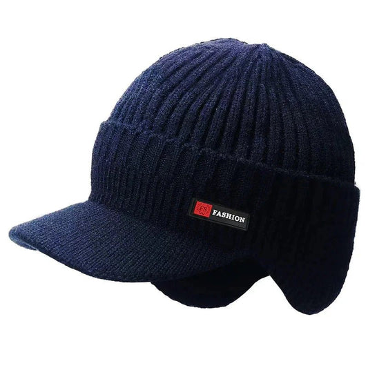 New Winter Men'S Hat – Outdoor Ear Protection Warm Knitted Cap with Windproof Visor, Thick Bicycle Scarf Cap for Men - HABITAT CHIC