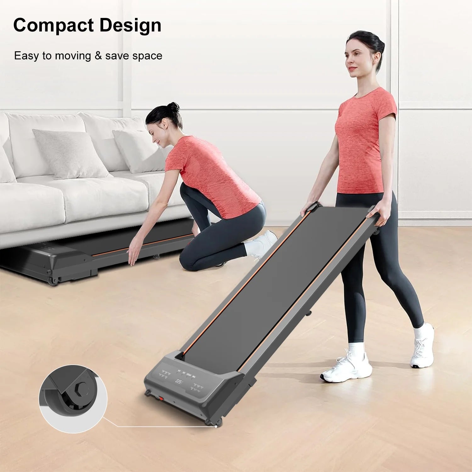 under Desk Treadmill - Walking Pad with LED Display and Remote Control, Portable Treadmill for Home and Office, 2.5HP, 265LBS Capacity - SPORT ET SANTÉ HUMAIN