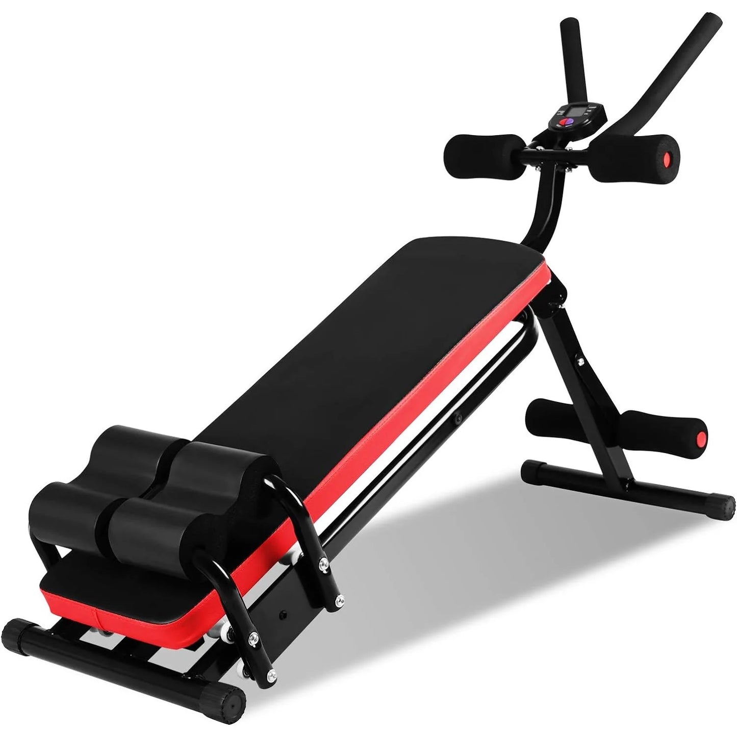 Foldable Ab Machine, Ab Workout Equipment, Abdominal Trainers for Home, LCD Display, Red - SPORT ET SANTÉ HUMAIN