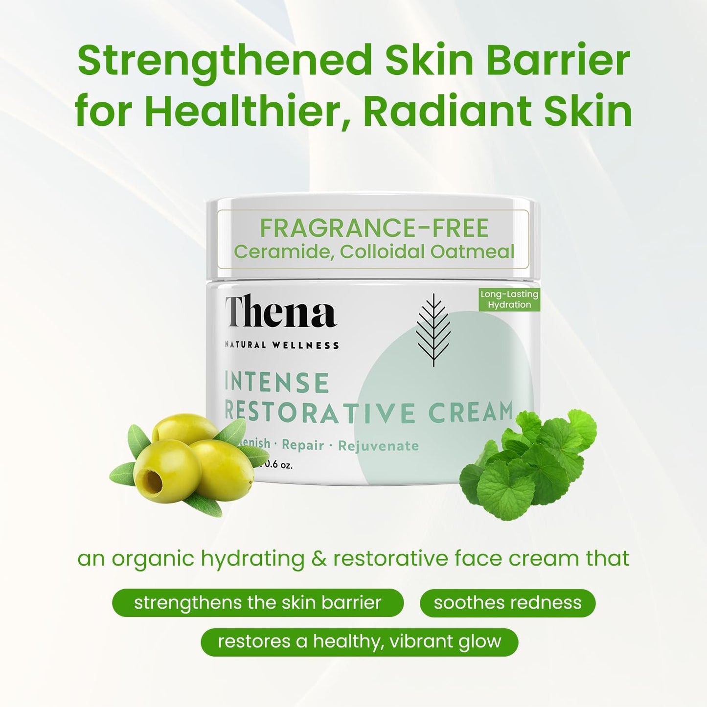Organic Hydrating & Restorative Face Cream, Fragrance-Free Facial Moisturizer Lotion for Dry, Sensitive Skin with Colloidal Oatmeal, Barrier Repair Ceramides and Anti-Aging Peptides, Travel Size