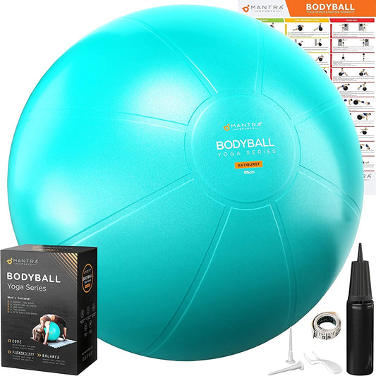 Exercise Ball Yoga Ball Chair for Fitness, Stability, Pilates, Pregnancy, Birthing, Therapy or Workout - 55Cm / 65Cm / 75Cm Extra Thick, Anti - Burst & Non - Slip, Gym Quality Balance Ball - Pump & Guide - SPORT ET SANTÉ HUMAIN