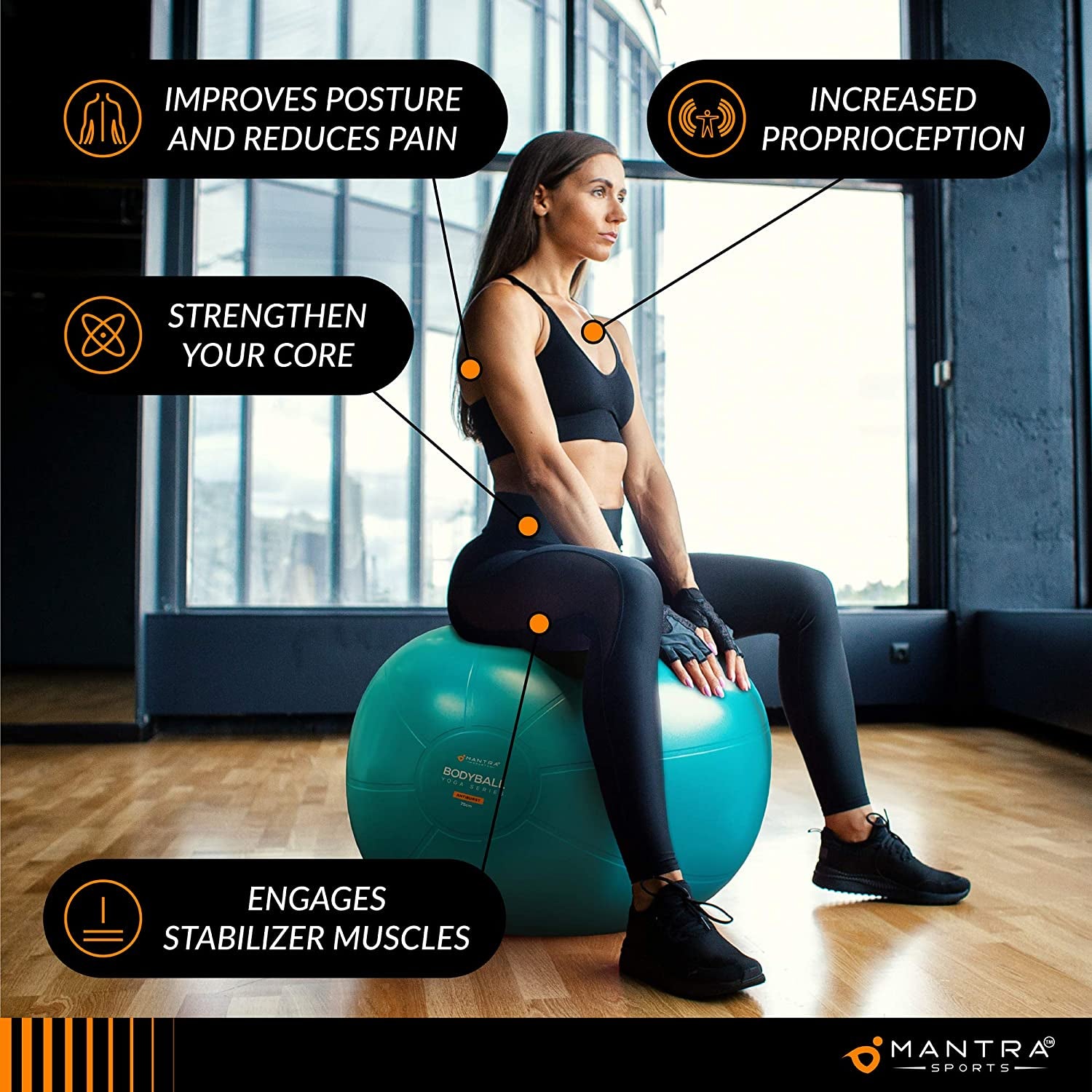 Exercise Ball Yoga Ball Chair for Fitness, Stability, Pilates, Pregnancy, Birthing, Therapy or Workout - 55Cm / 65Cm / 75Cm Extra Thick, Anti - Burst & Non - Slip, Gym Quality Balance Ball - Pump & Guide - SPORT ET SANTÉ HUMAIN
