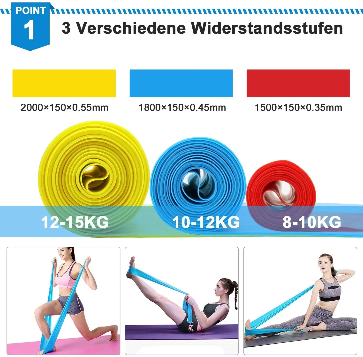 Elastic Fitness Bands 4Pcs Resistance Bands Elastic Fitness Tapes Yoga Pilates Crossfit Stretching Muscular Work Out Equipment - SPORT ET SANTÉ HUMAIN