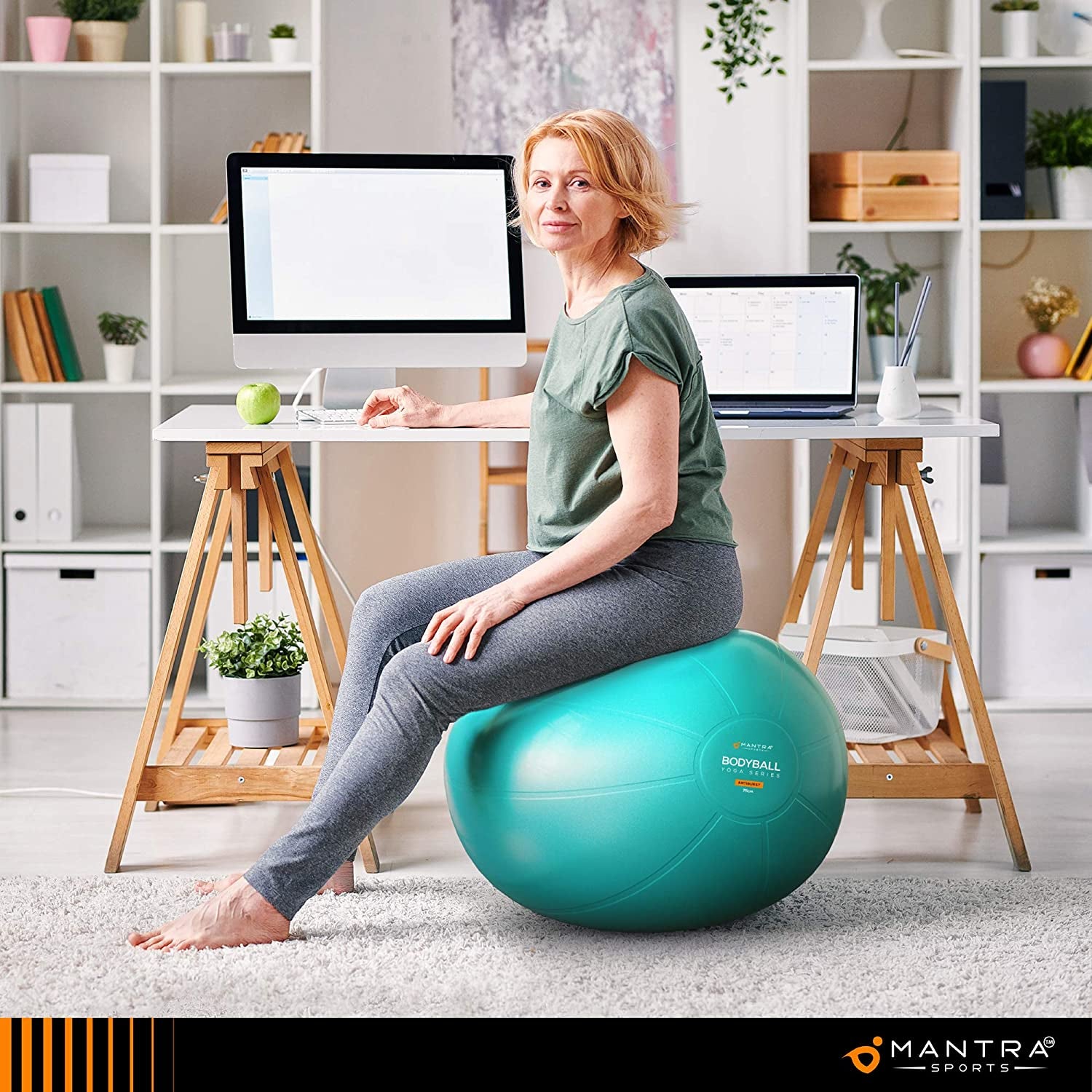 Exercise Ball Yoga Ball Chair for Fitness, Stability, Pilates, Pregnancy, Birthing, Therapy or Workout - 55Cm / 65Cm / 75Cm Extra Thick, Anti - Burst & Non - Slip, Gym Quality Balance Ball - Pump & Guide - SPORT ET SANTÉ HUMAIN