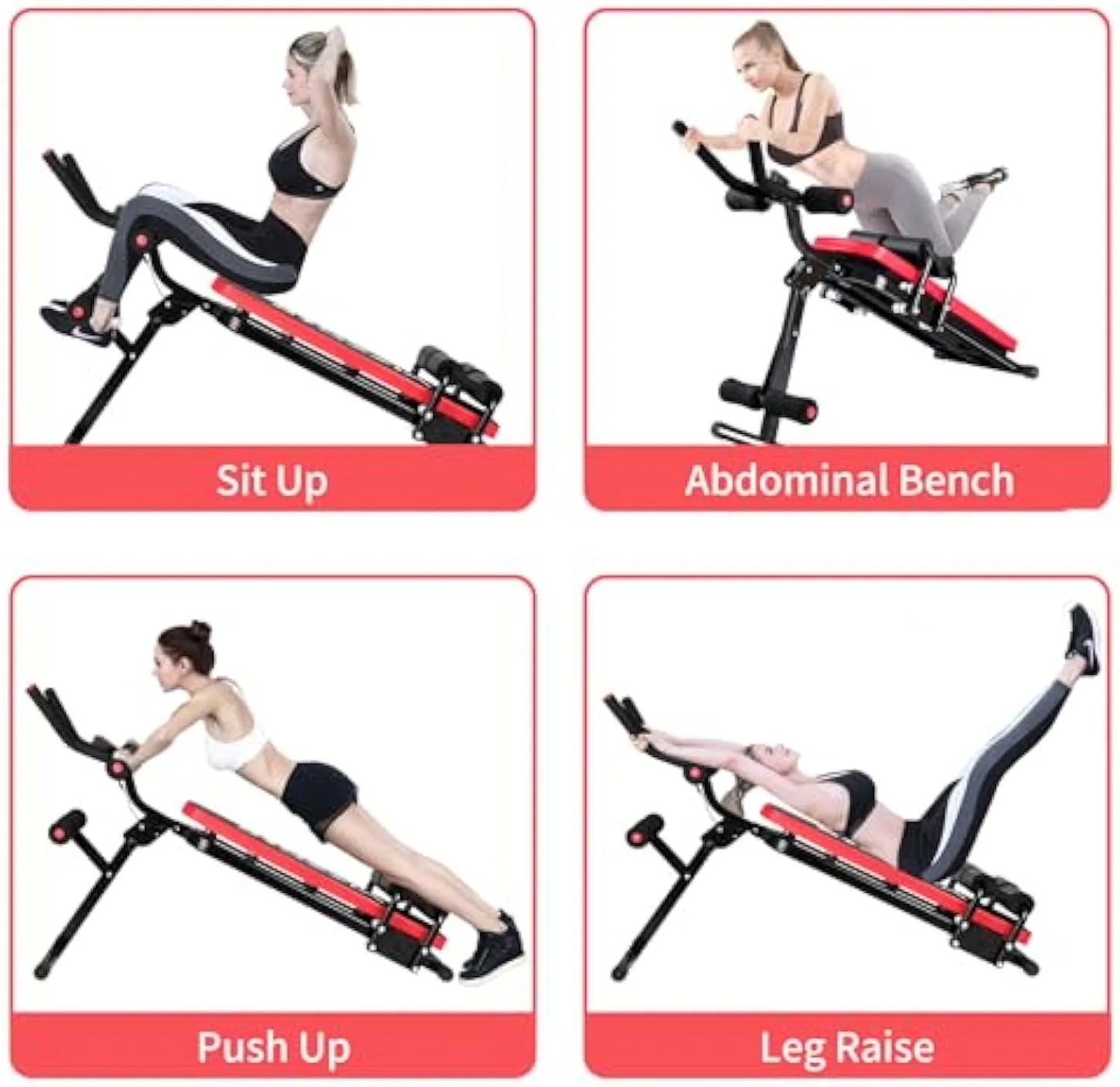 Foldable Ab Machine, Ab Workout Equipment, Abdominal Trainers for Home, LCD Display, Red - SPORT ET SANTÉ HUMAIN
