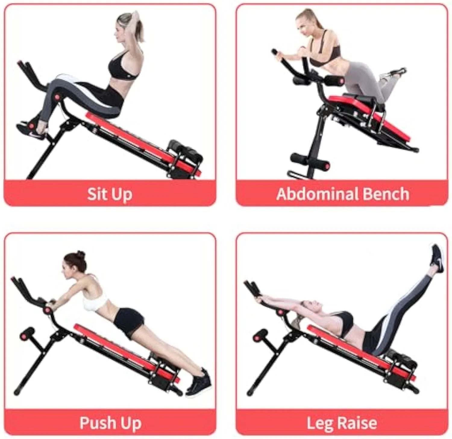 Foldable Ab Machine, Ab Workout Equipment, Abdominal Trainers for Home, LCD Display, Red - SPORT ET SANTÉ HUMAIN