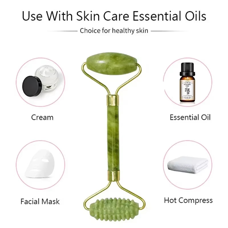 Natural Stone Massage Face Jade Roller Gua Sha Massage Tool Set for SPA Body Visage Rouleau De Massage Rouleau Visage