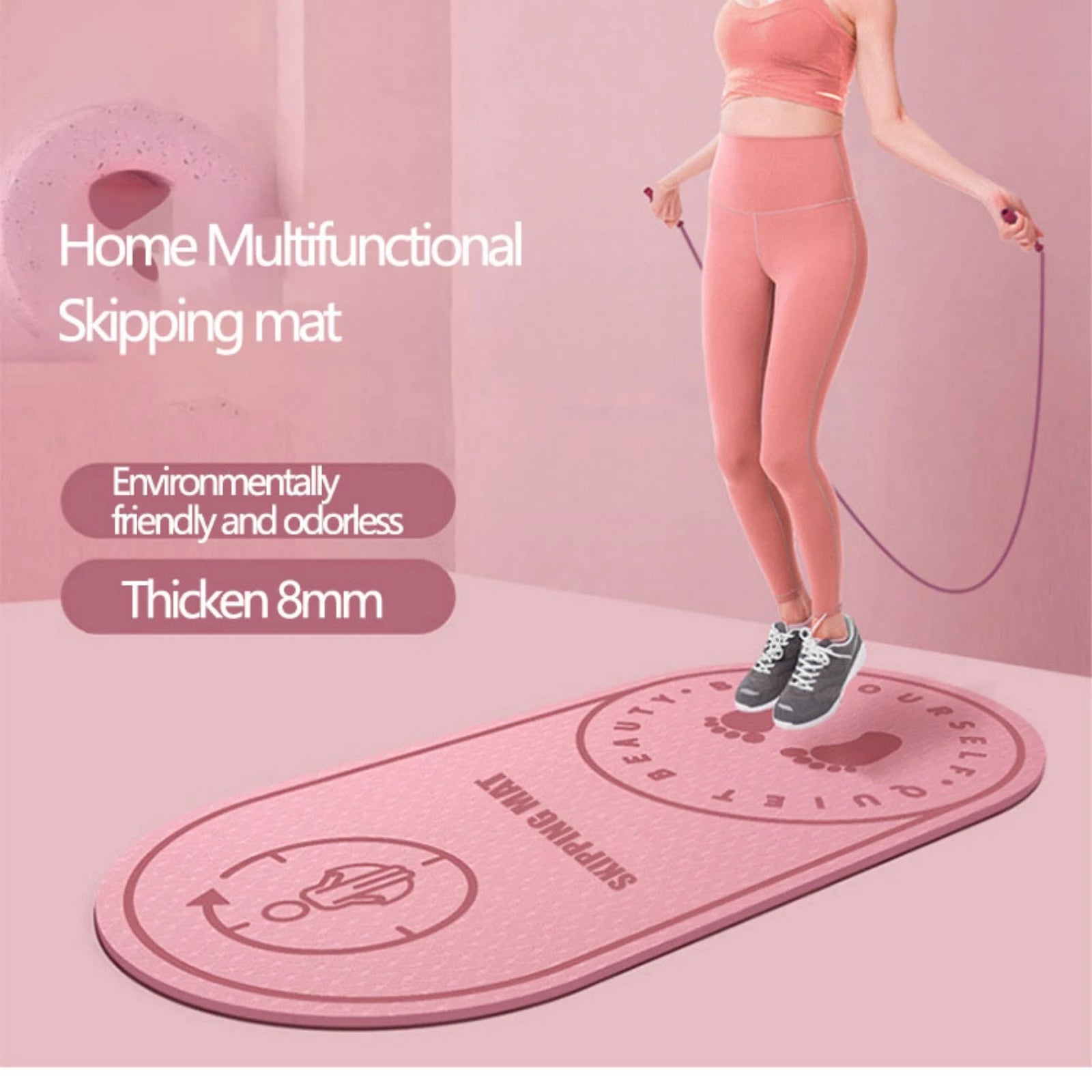 Anti - Noise Jump Rope Mat Tpe Non - Slip Exercise Yoga Mat Home Gym Shock Absorption Pad Portable Outdoor Fitness Accessories - HABITAT CHIC