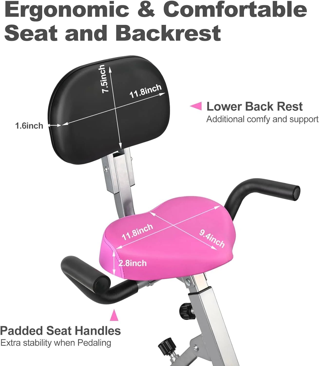 Folding Exercise Bike Portable Upright Adjustable Backrest Cycling Recumbent Stationary Bike Slim Indoor Workout Fitness Cardio Foldable Exercise Bicycle Machine with Pulse Sensor LCD Monitor - SPORT ET SANTÉ HUMAIN