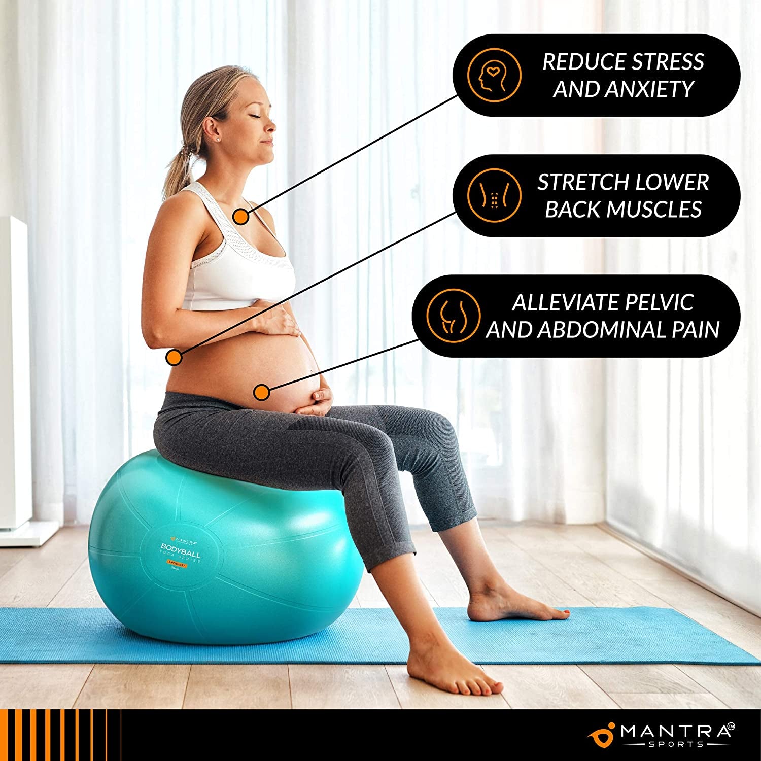 Exercise Ball Yoga Ball Chair for Fitness, Stability, Pilates, Pregnancy, Birthing, Therapy or Workout - 55Cm / 65Cm / 75Cm Extra Thick, Anti - Burst & Non - Slip, Gym Quality Balance Ball - Pump & Guide - SPORT ET SANTÉ HUMAIN