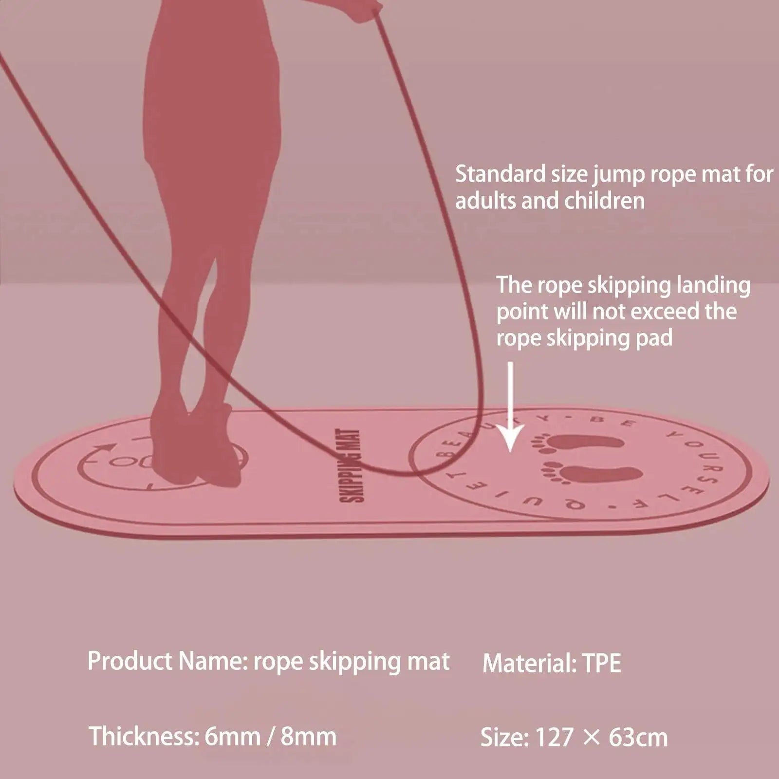 Anti - Noise Jump Rope Mat Tpe Non - Slip Exercise Yoga Mat Home Gym Shock Absorption Pad Portable Outdoor Fitness Accessories - HABITAT CHIC