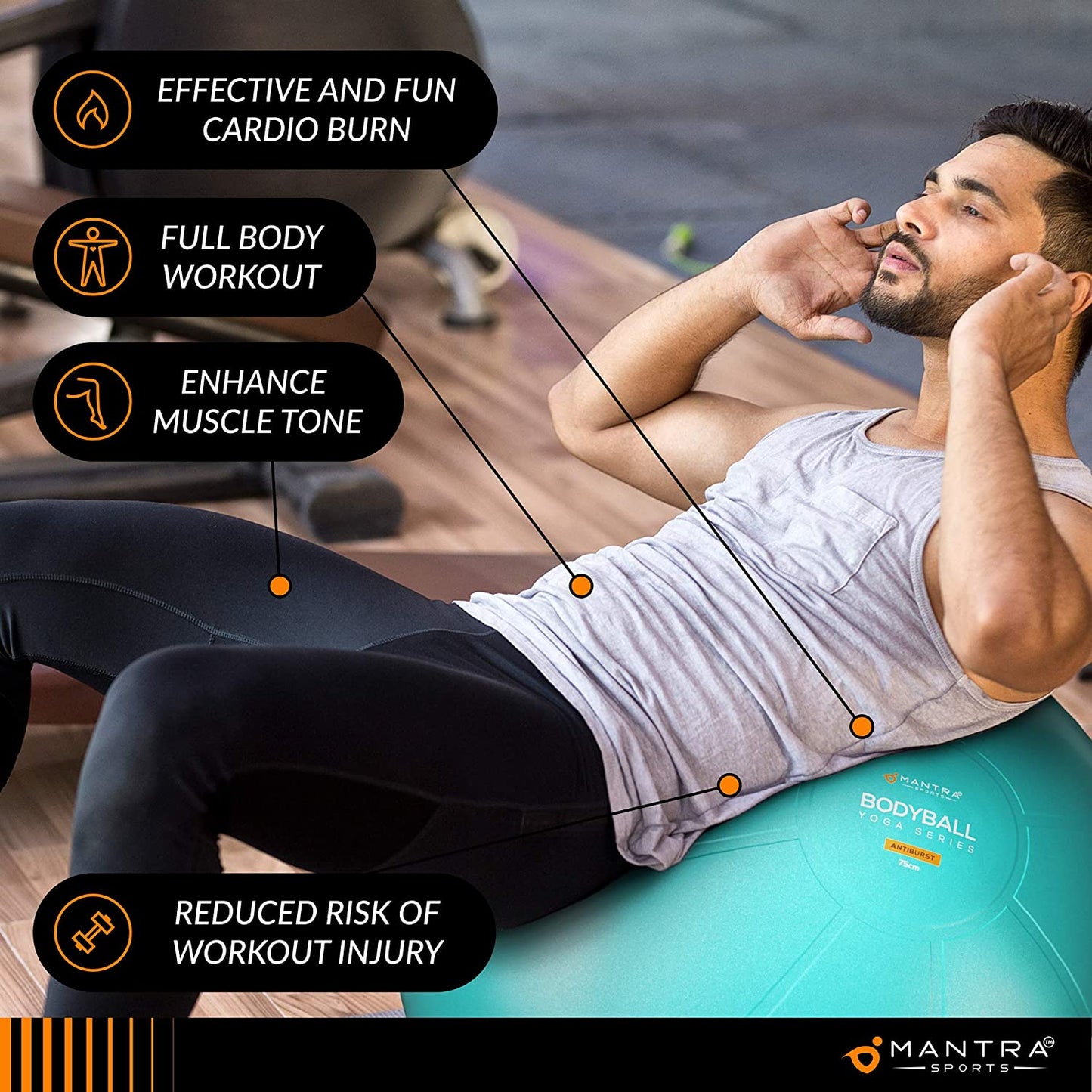 Exercise Ball Yoga Ball Chair for Fitness, Stability, Pilates, Pregnancy, Birthing, Therapy or Workout - 55Cm / 65Cm / 75Cm Extra Thick, Anti - Burst & Non - Slip, Gym Quality Balance Ball - Pump & Guide - SPORT ET SANTÉ HUMAIN