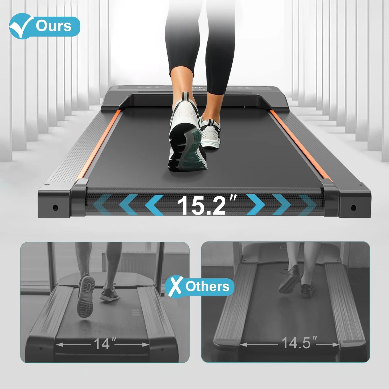 under Desk Treadmill - Walking Pad with LED Display and Remote Control, Portable Treadmill for Home and Office, 2.5HP, 265LBS Capacity - SPORT ET SANTÉ HUMAIN