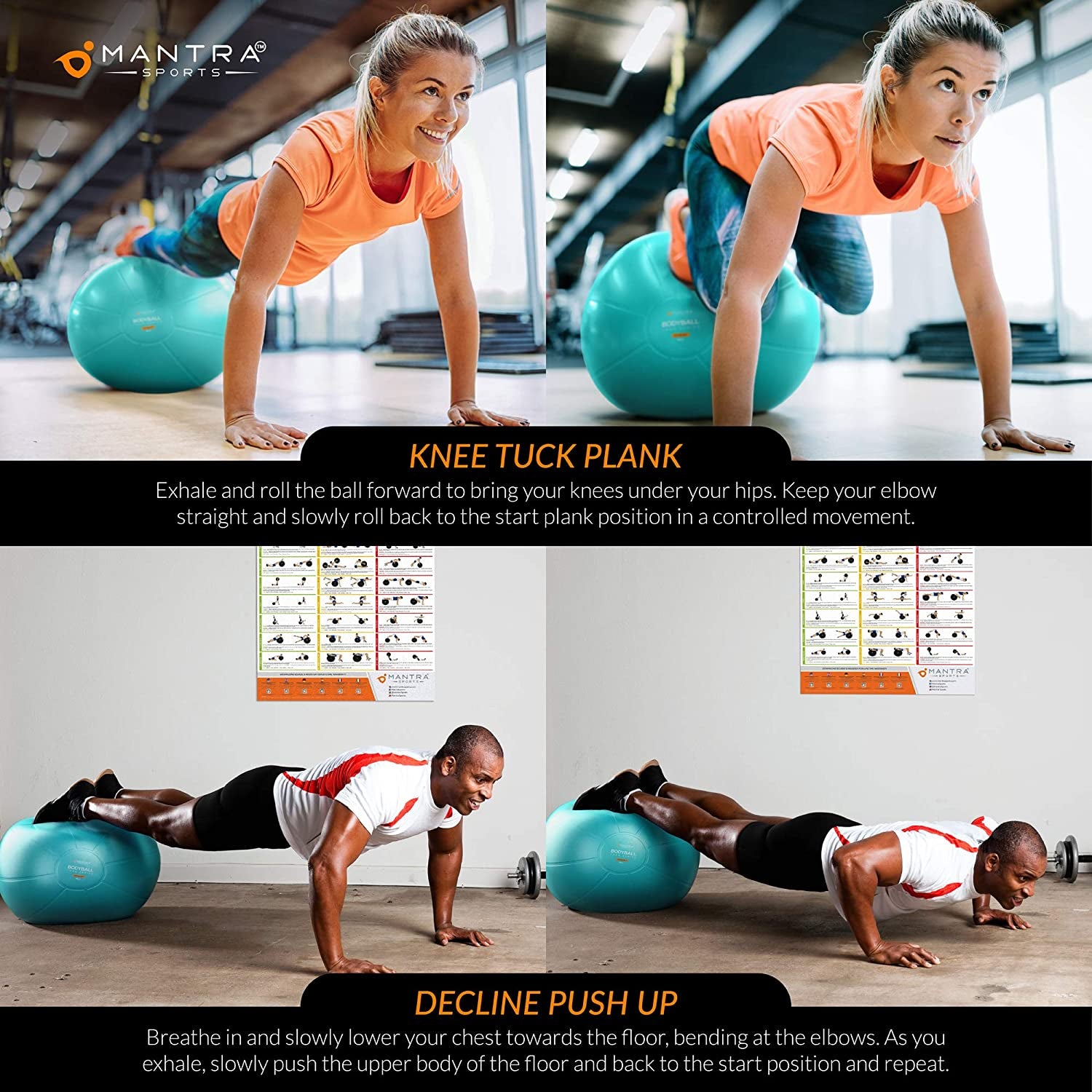 Exercise Ball Yoga Ball Chair for Fitness, Stability, Pilates, Pregnancy, Birthing, Therapy or Workout - 55Cm / 65Cm / 75Cm Extra Thick, Anti - Burst & Non - Slip, Gym Quality Balance Ball - Pump & Guide - SPORT ET SANTÉ HUMAIN
